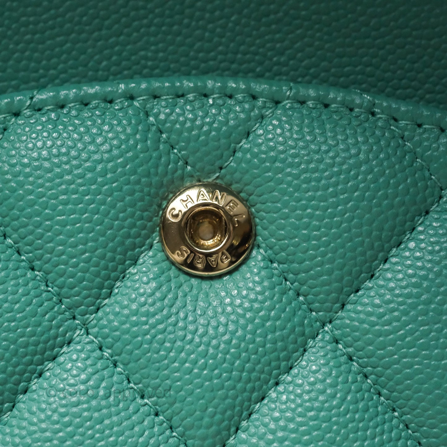 Chanel Classic M/L Medium Flap Quilted Tiffany Green Caviar Gold Hardware