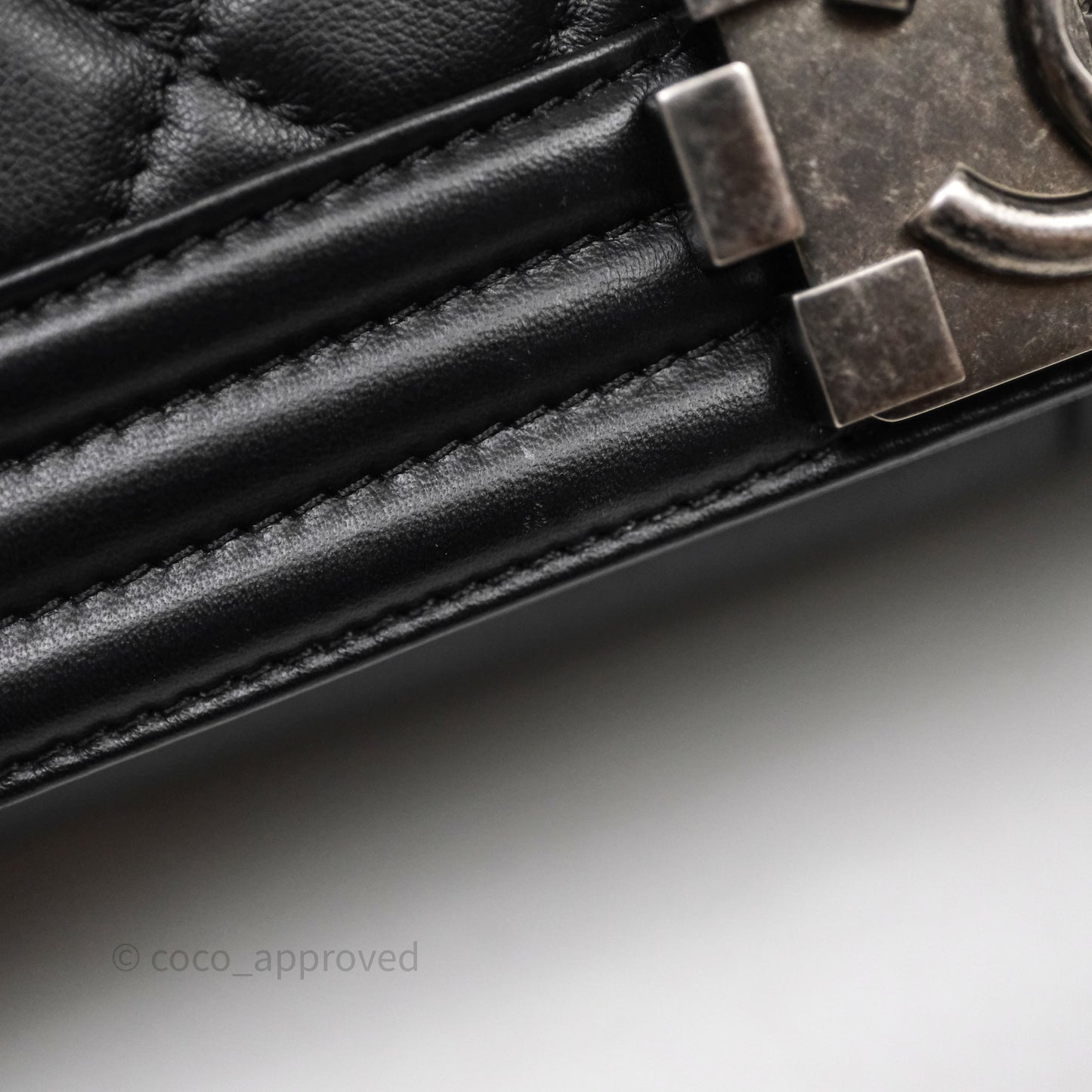 Chanel Medium Boy Quilted Black Lambskin Ruthenium Hardware