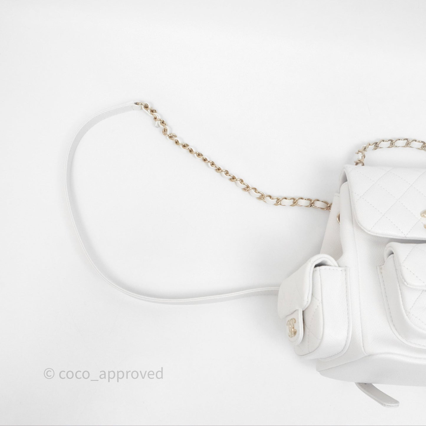 Chanel Small Duma Backpack White Caviar Gold Hardware