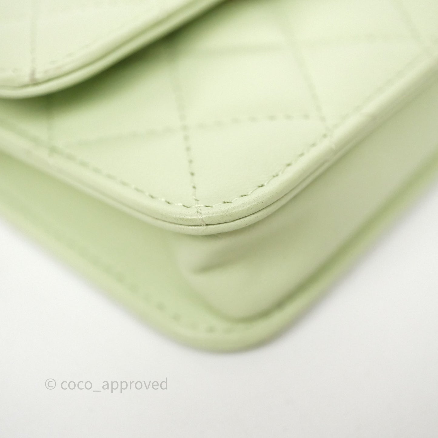 Chanel Pearl Crush Mini Clutch Belt Bag Green Lambskin Aged Gold Hardware