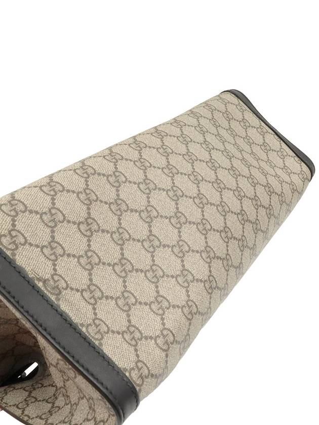 Luxury Gucci Trending 2025 GG Supreme Canvas Black Leather Paddle Lock Medium Shoulder Bag