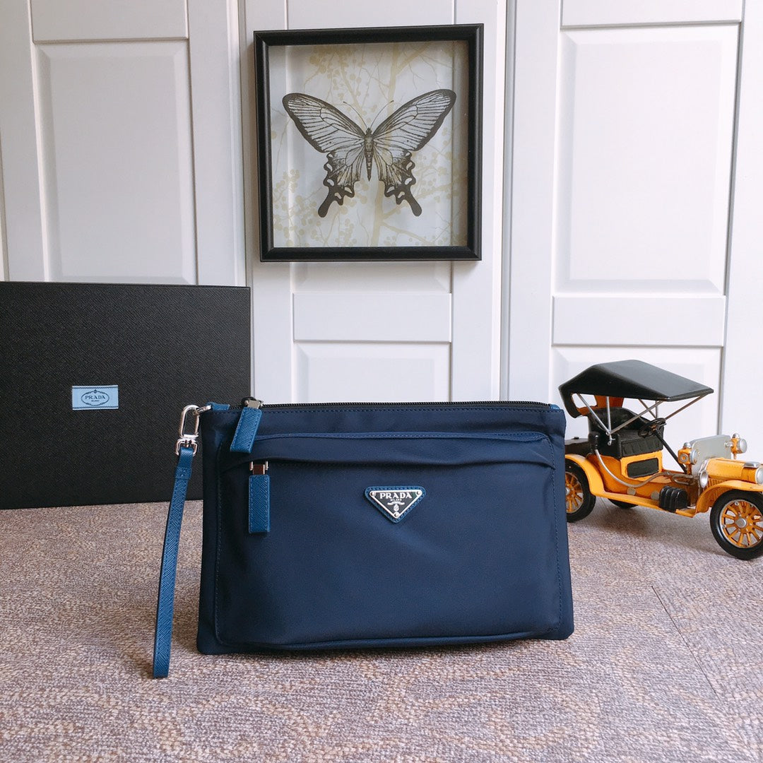 Luxury PradaCLUTCH 28 IN NAVY BLUE RE-NYLON