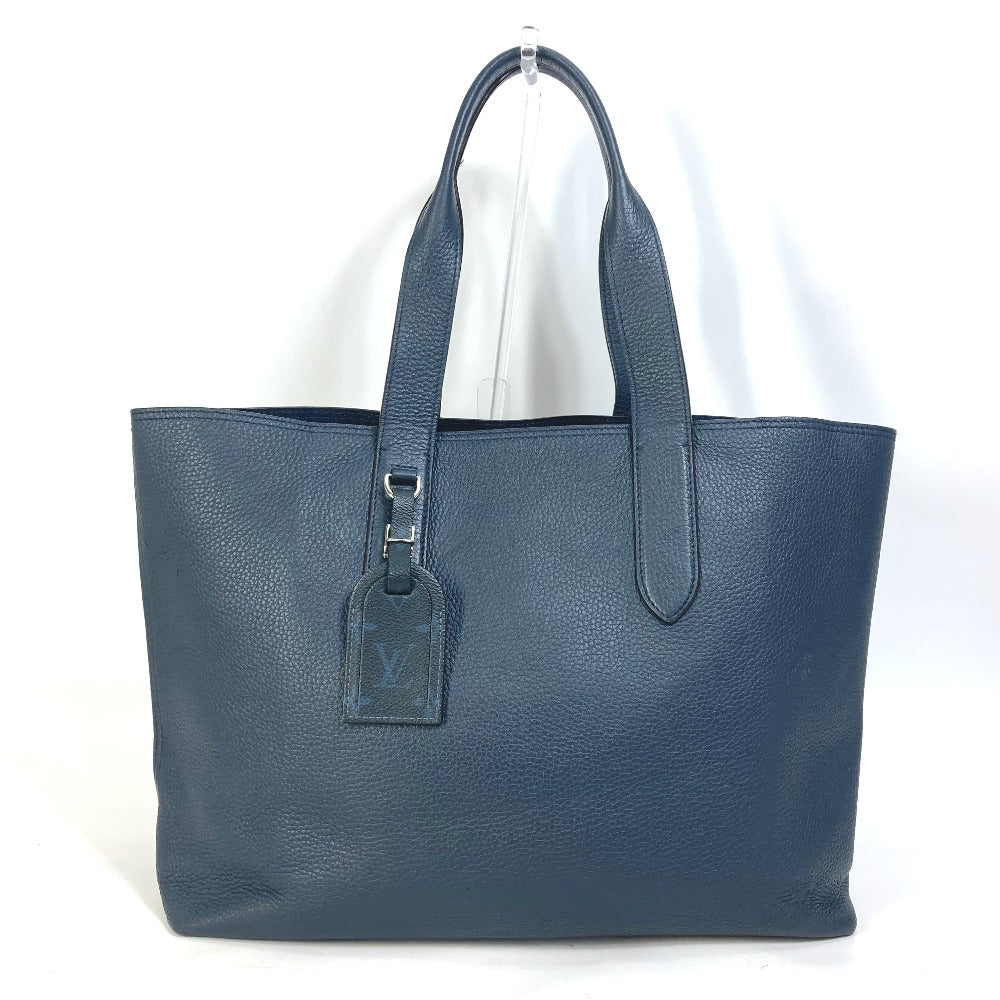 LOUIS VUITTON Tote Bag M53240 Taurillon Clemence Leather Navy Hippo Voyage NV mens