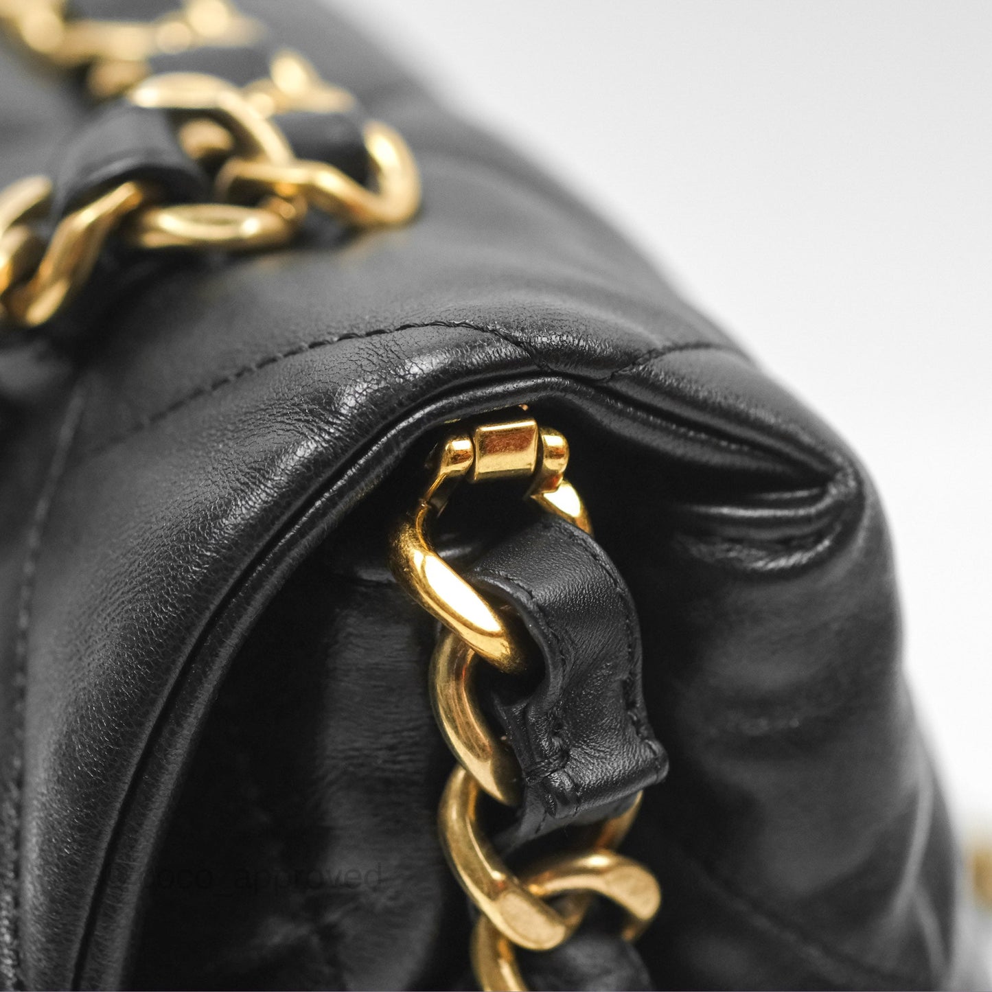 Chanel Chain Handle Flap Bag Black Goatskin Gold Hardware