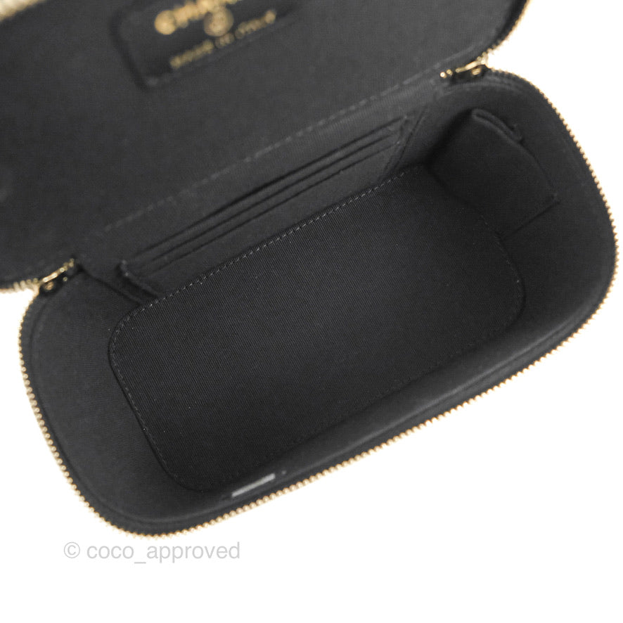 Chanel Vanity Rectangular Top Handle Black Lambskin Gold Hardware