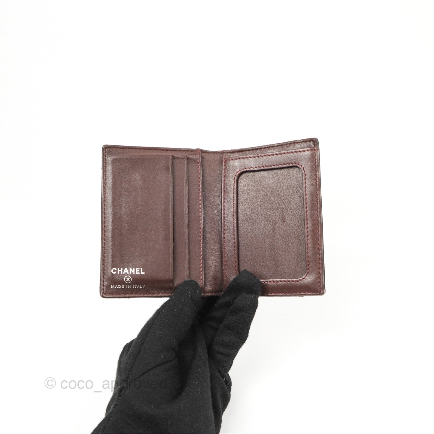 Chanel Classic Quilted Card Holder Black Lambskin Silver Hardware