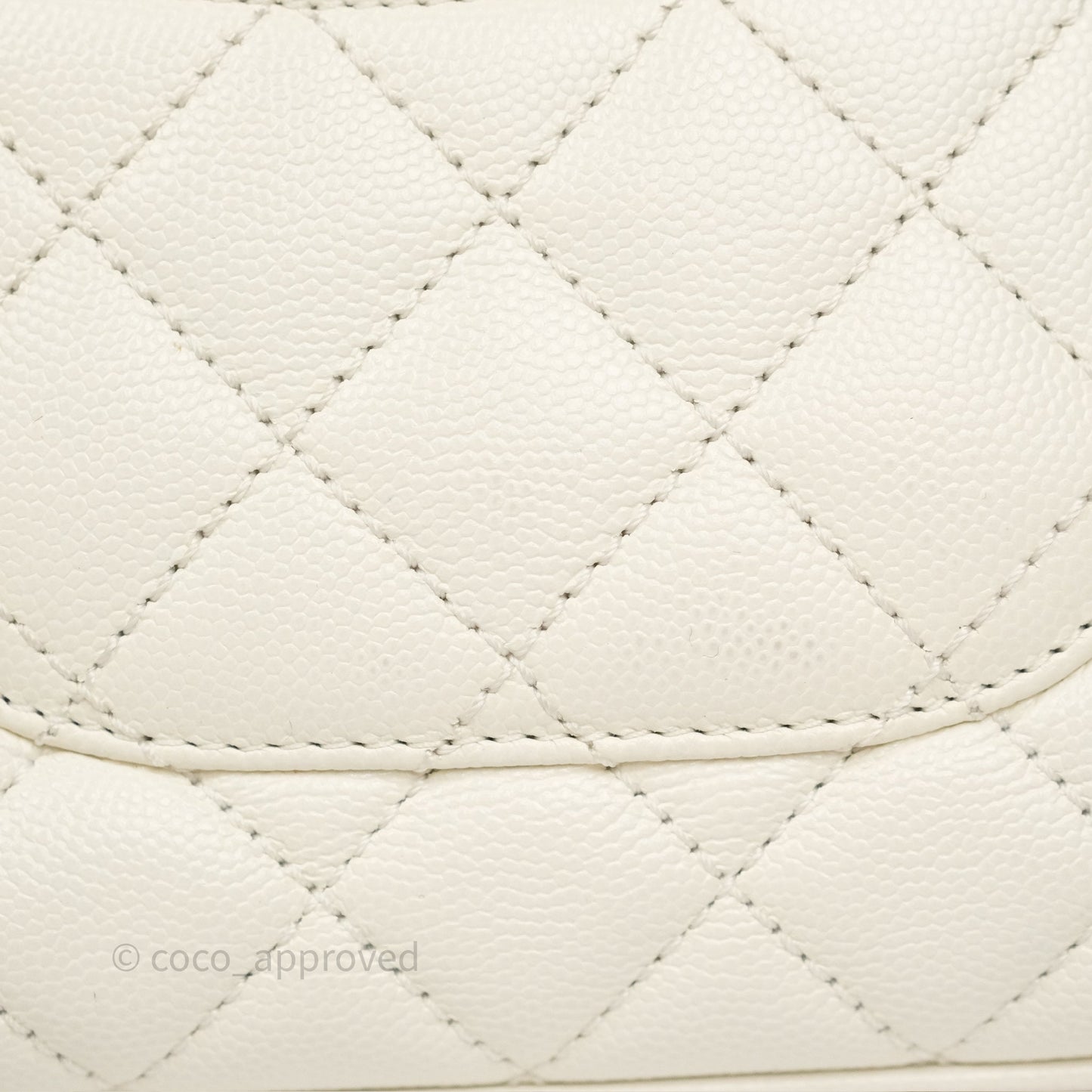 Chanel Mini Coco Handle Quilted Ivory White Caviar Gold Hardware