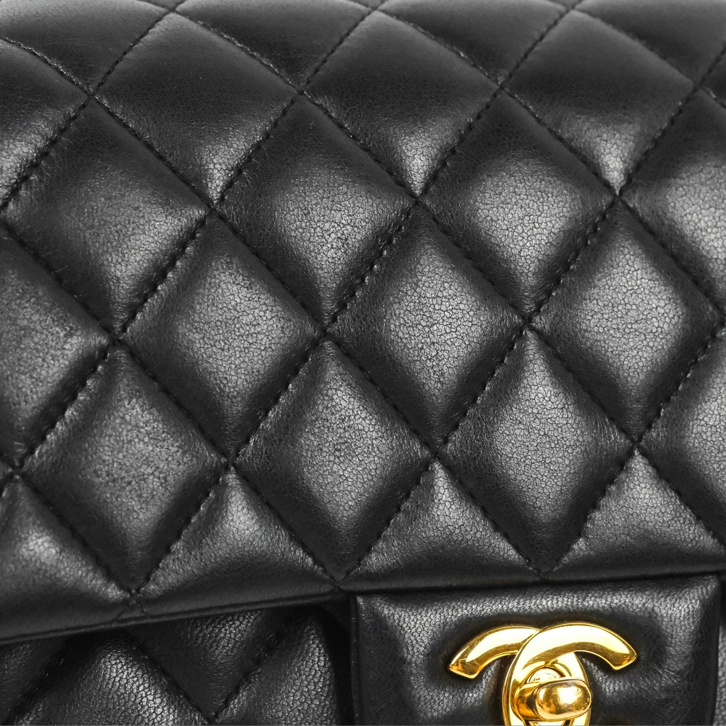 Chanel Classic M/L Medium Flap Quilted Black Lambskin Gold Hardware