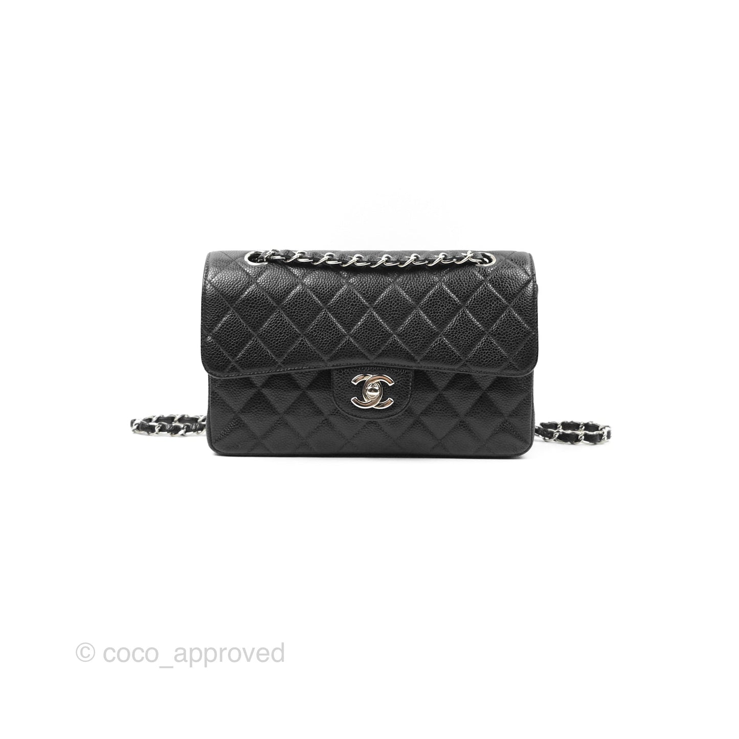 Chanel Small Classic Flap Quilted Black Caviar Silver Hardware