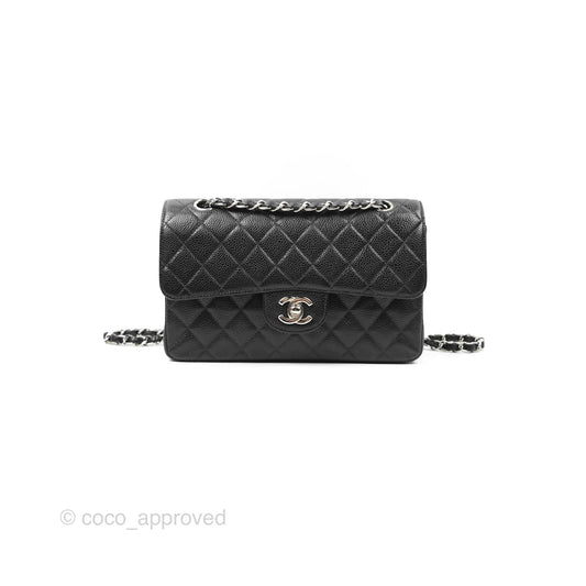 Chanel Small Classic Flap Quilted Black Caviar Silver Hardware