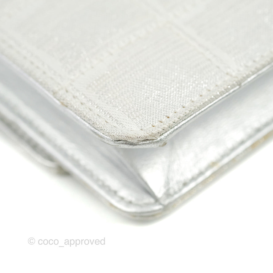 Chanel Vintage Wallet on Chain Silver Ice Cube Fabric