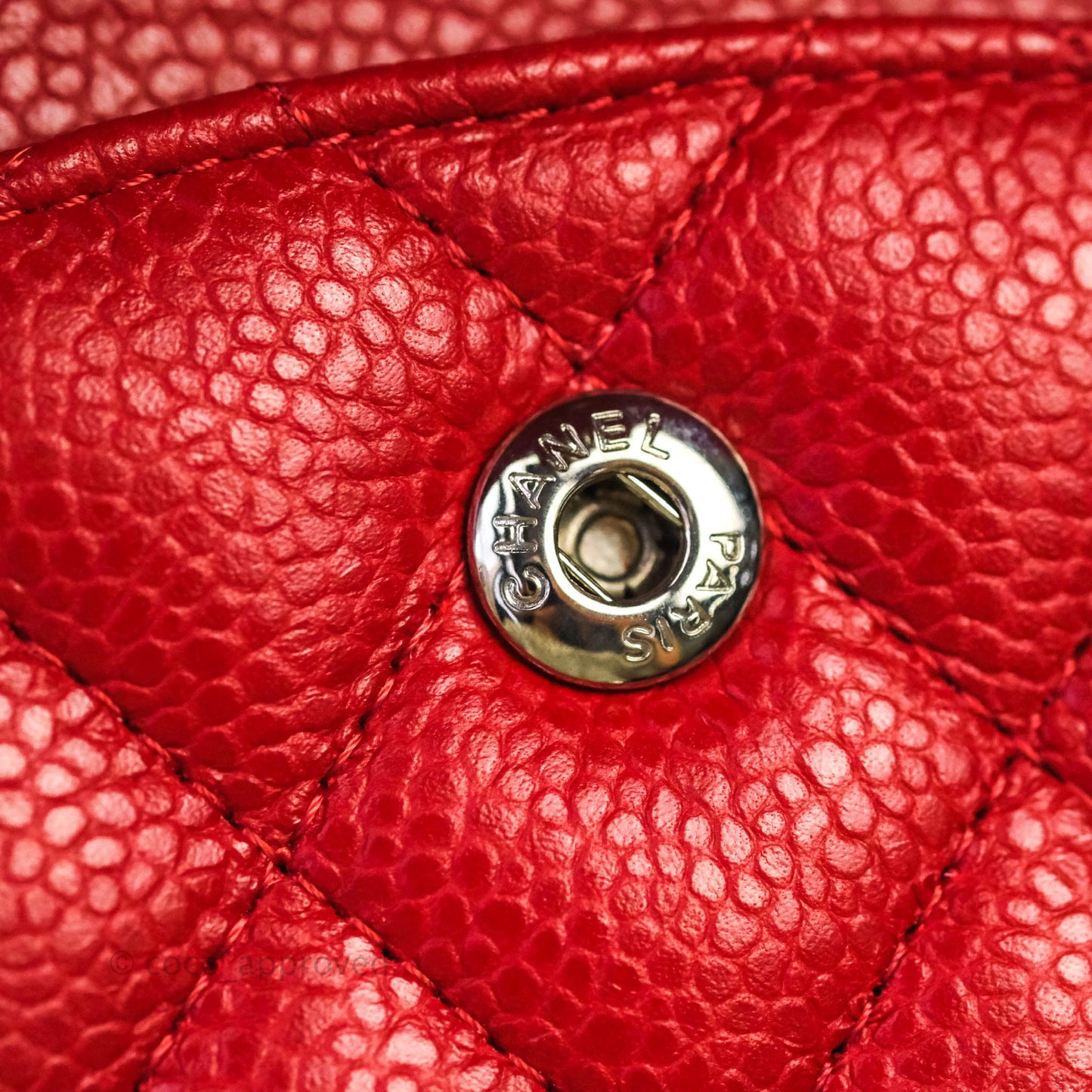 Chanel Classic M/L Medium Double Flap Red Caviar Silver Hardware