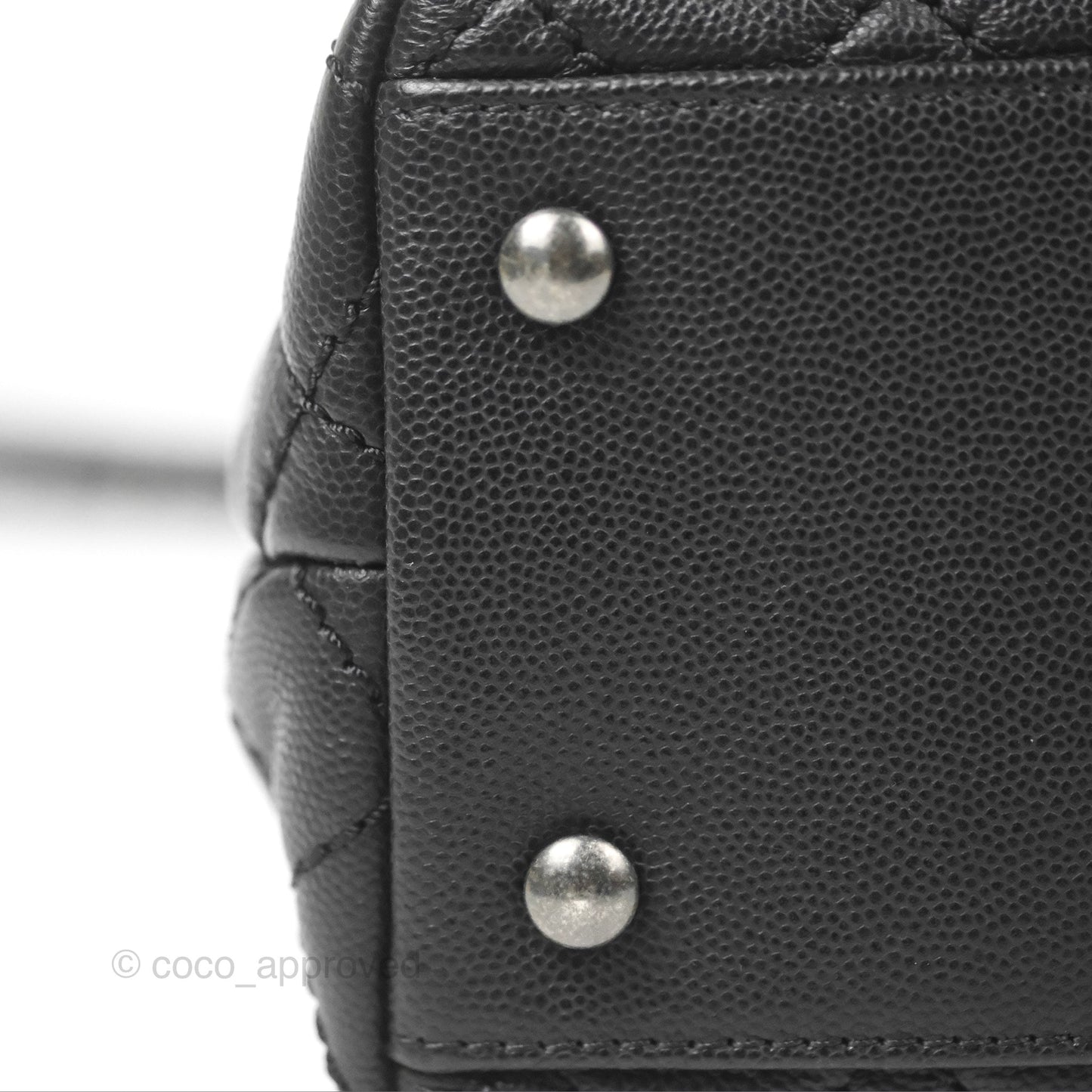 Chanel Large Coco Handle Quilted Black Caviar Ruthenium Hardware