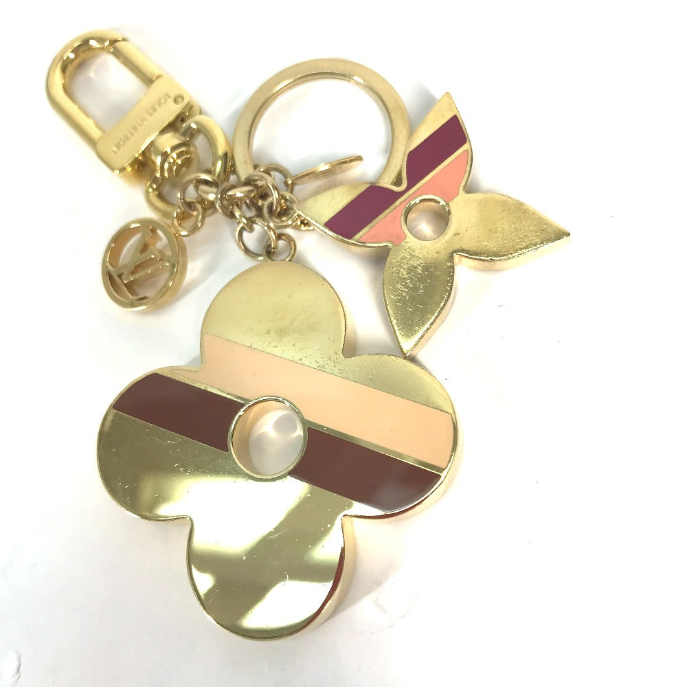 LOUIS VUITTON key ring M78611 metal gold Monogram flower Stripes Hours
