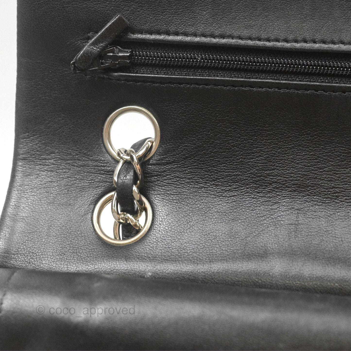 Chanel Classic M/L Medium Flap Quilted Black Lambskin Silver Hardware