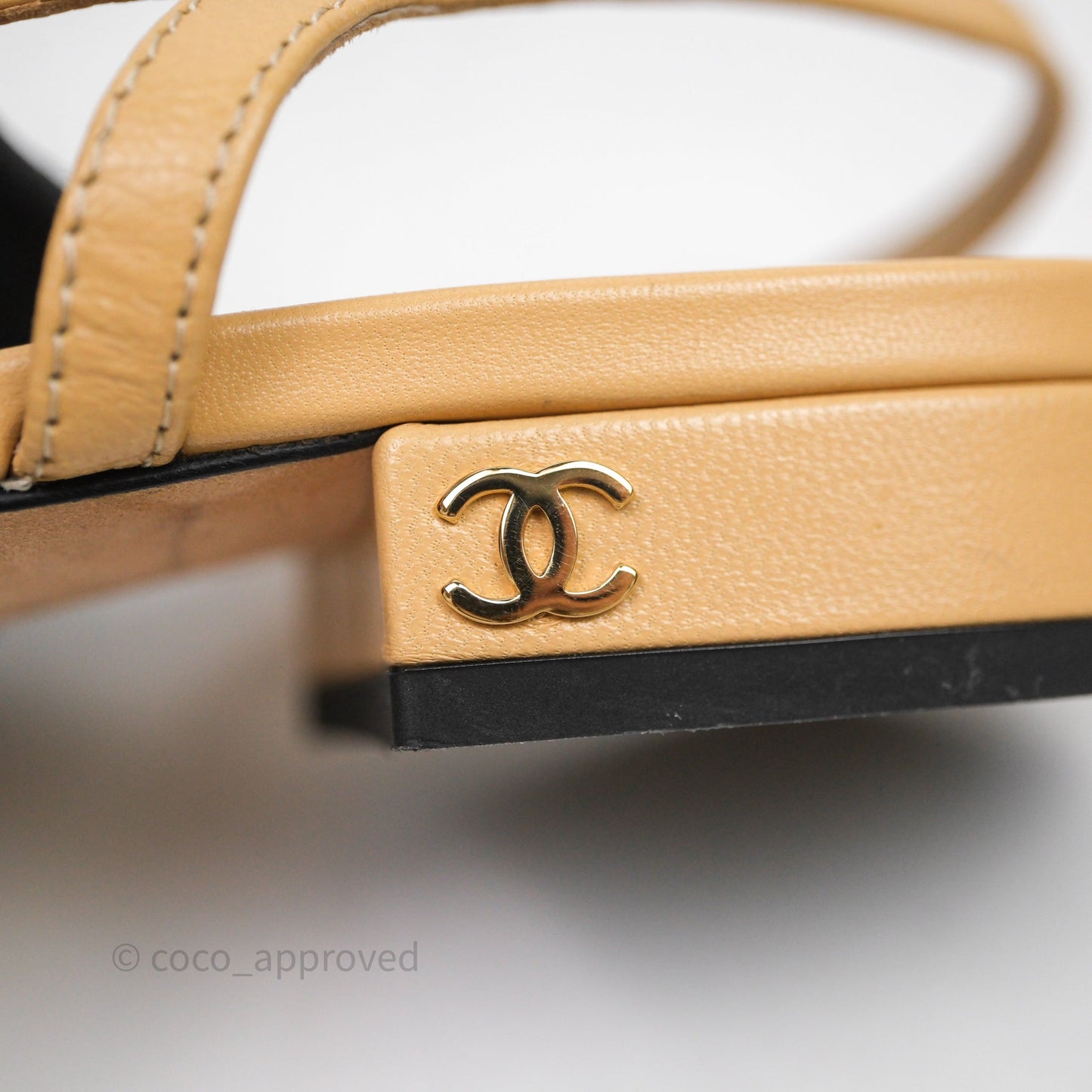 Chanel Classic Slingback Flats Beige Black Size 36
