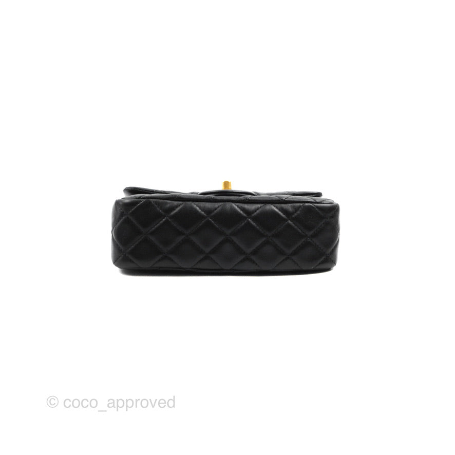 Chanel Mini Rectangular Pearl Crush Quilted Black Lambskin Gold Hardware