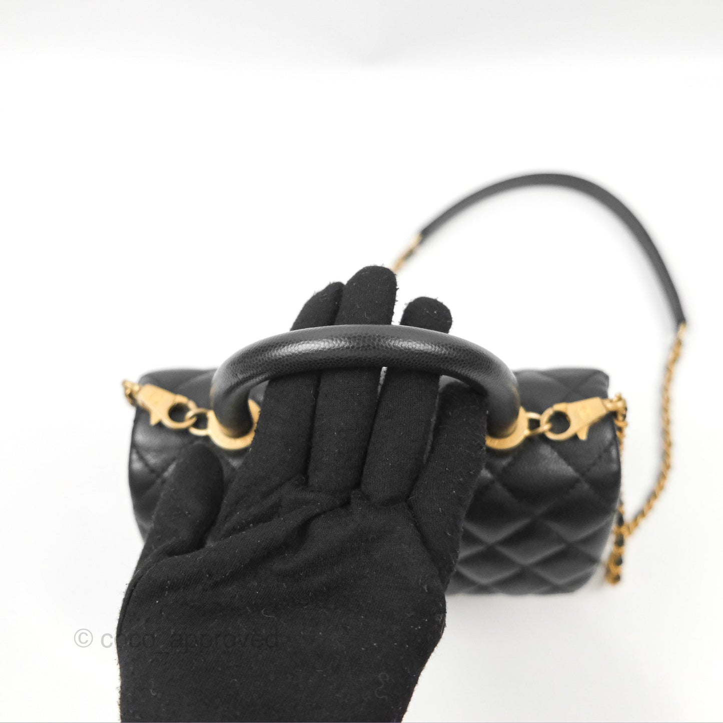 Chanel Small Coco Handle Quilted Black Caviar Gold Hardware