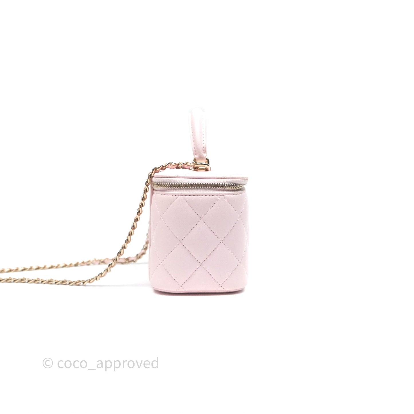 Chanel Vanity Rectangular Top Handle Light Pink Lambskin Gold Hardware