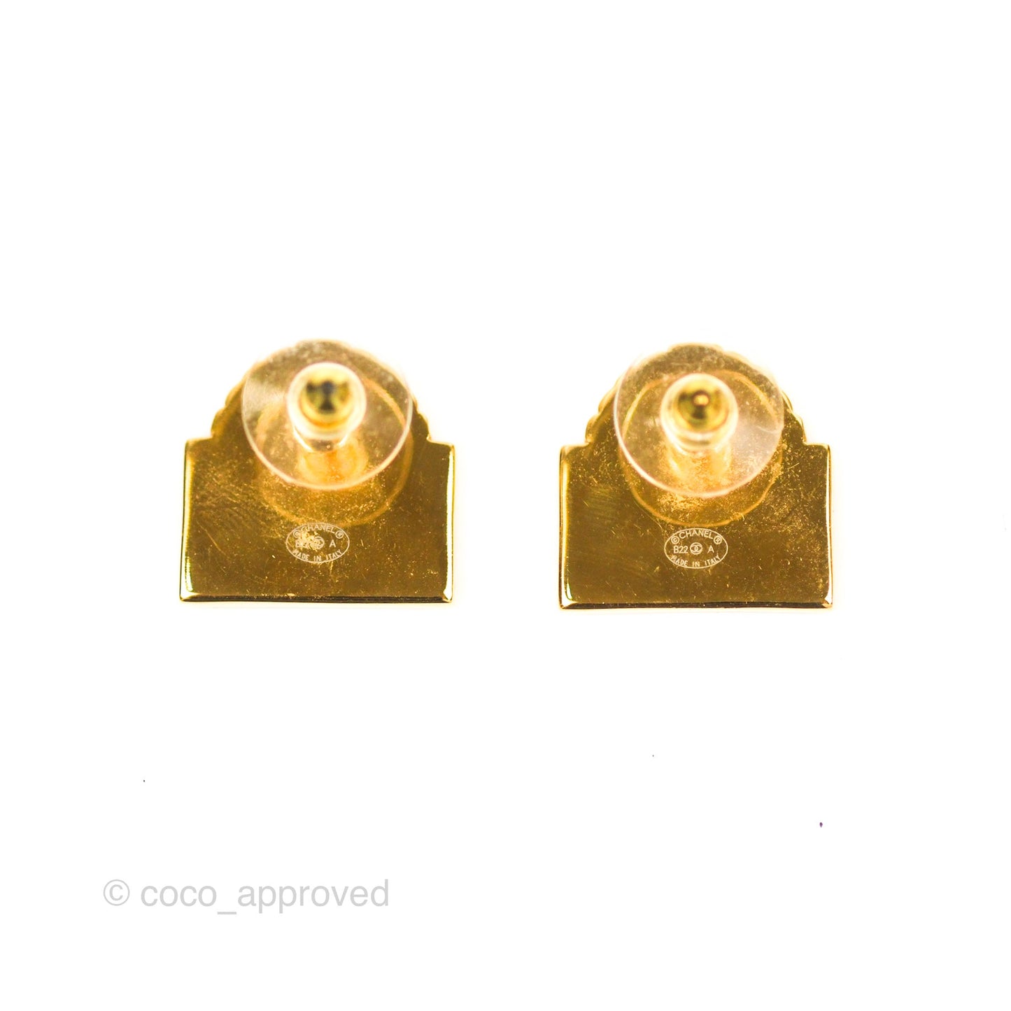 Chanel Rue Cambon Earrings Gold Tone 22A