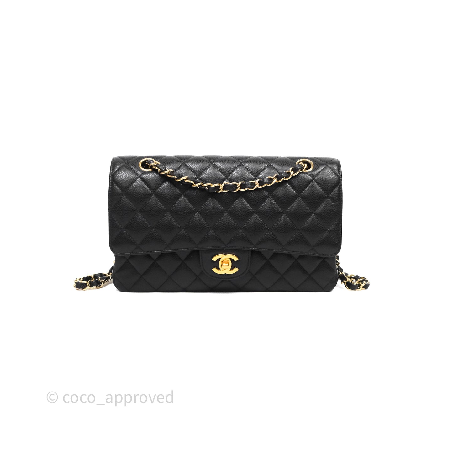 Chanel Classic M/L Medium Flap Quilted Black Caviar Gold Hardware
