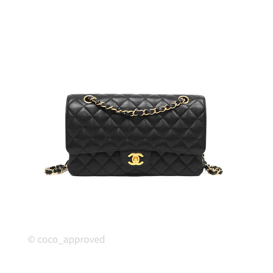 Chanel Classic M/L Medium Flap Quilted Black Caviar Gold Hardware
