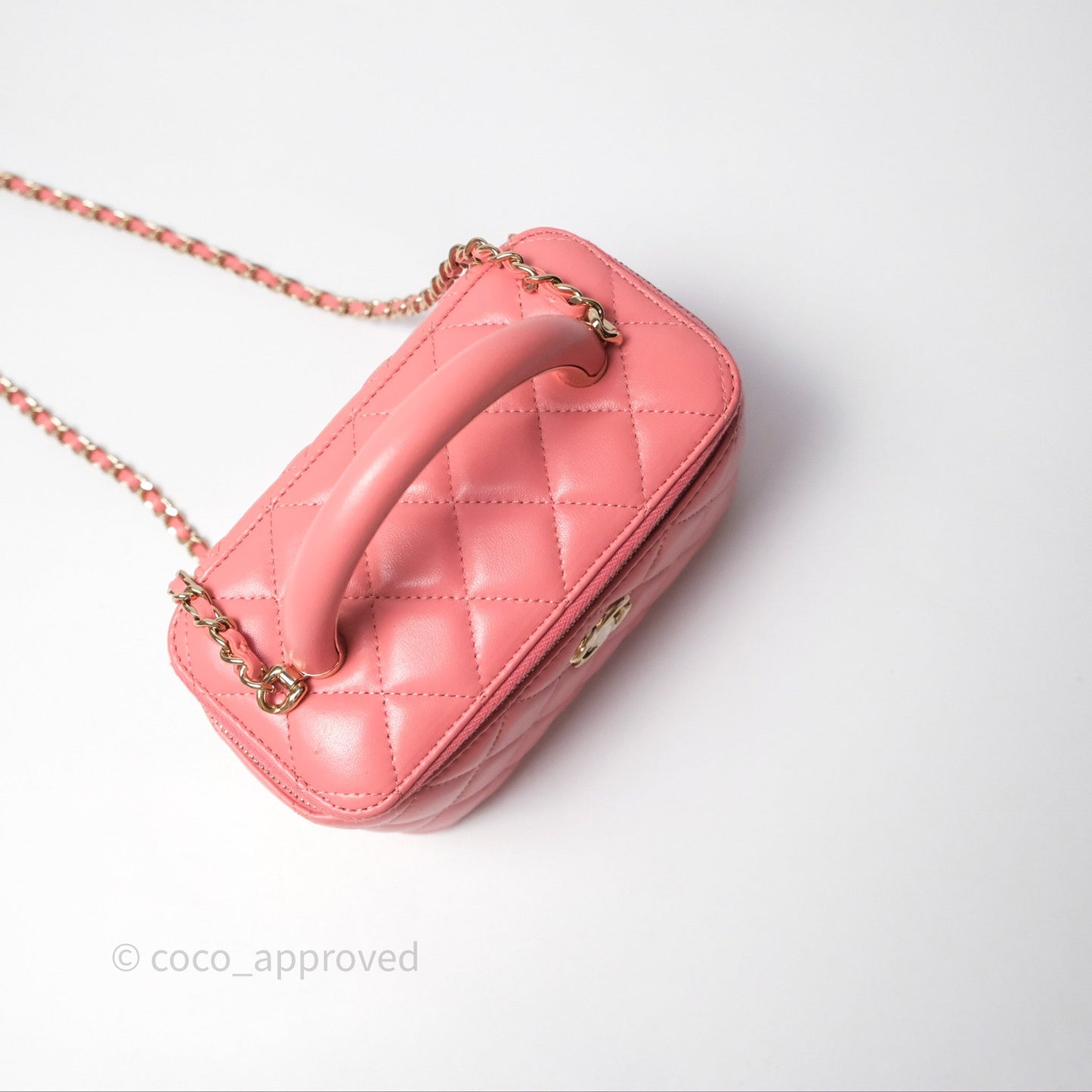 Chanel Vanity Rectangular Top Handle Pink Lambskin Gold Hardware