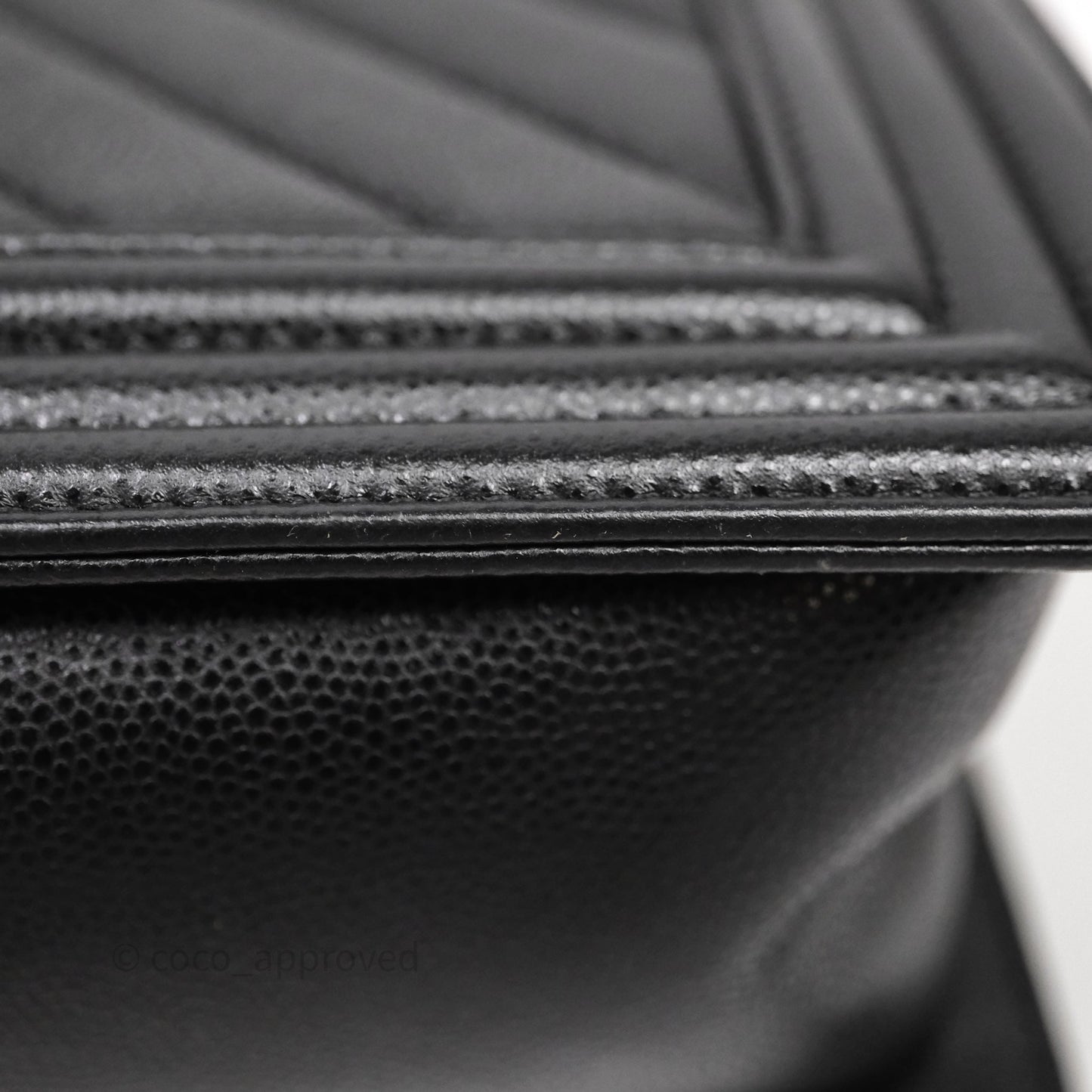 Chanel Medium Boy Chevron Black Caviar Ruthenium Hardware