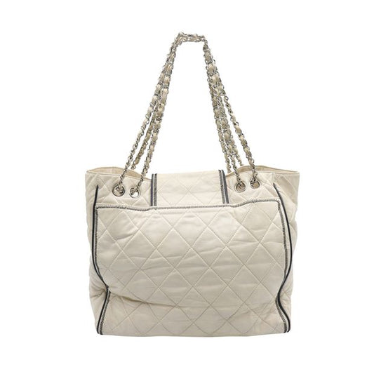 Luxury Chanel Cream Mademoiselle Lock East West Tote