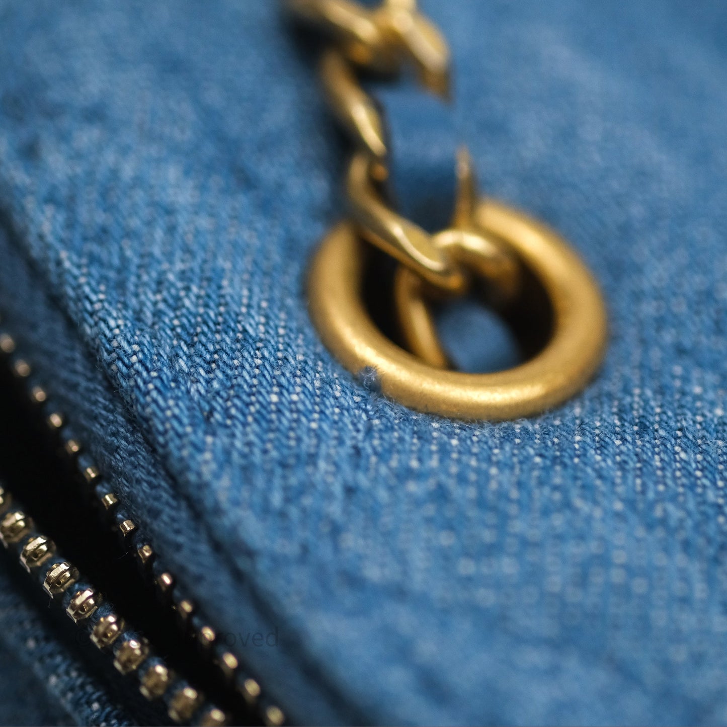 Chanel Mini Pearl Crush Vanity With Chain Denim Aged Gold Hardware