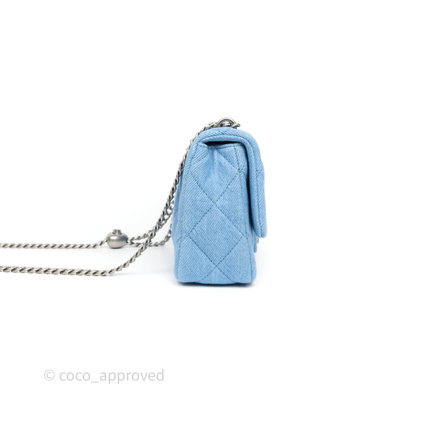Chanel Heart Crush Mini Flap Bag Blue Denim Aged Silver Hardware