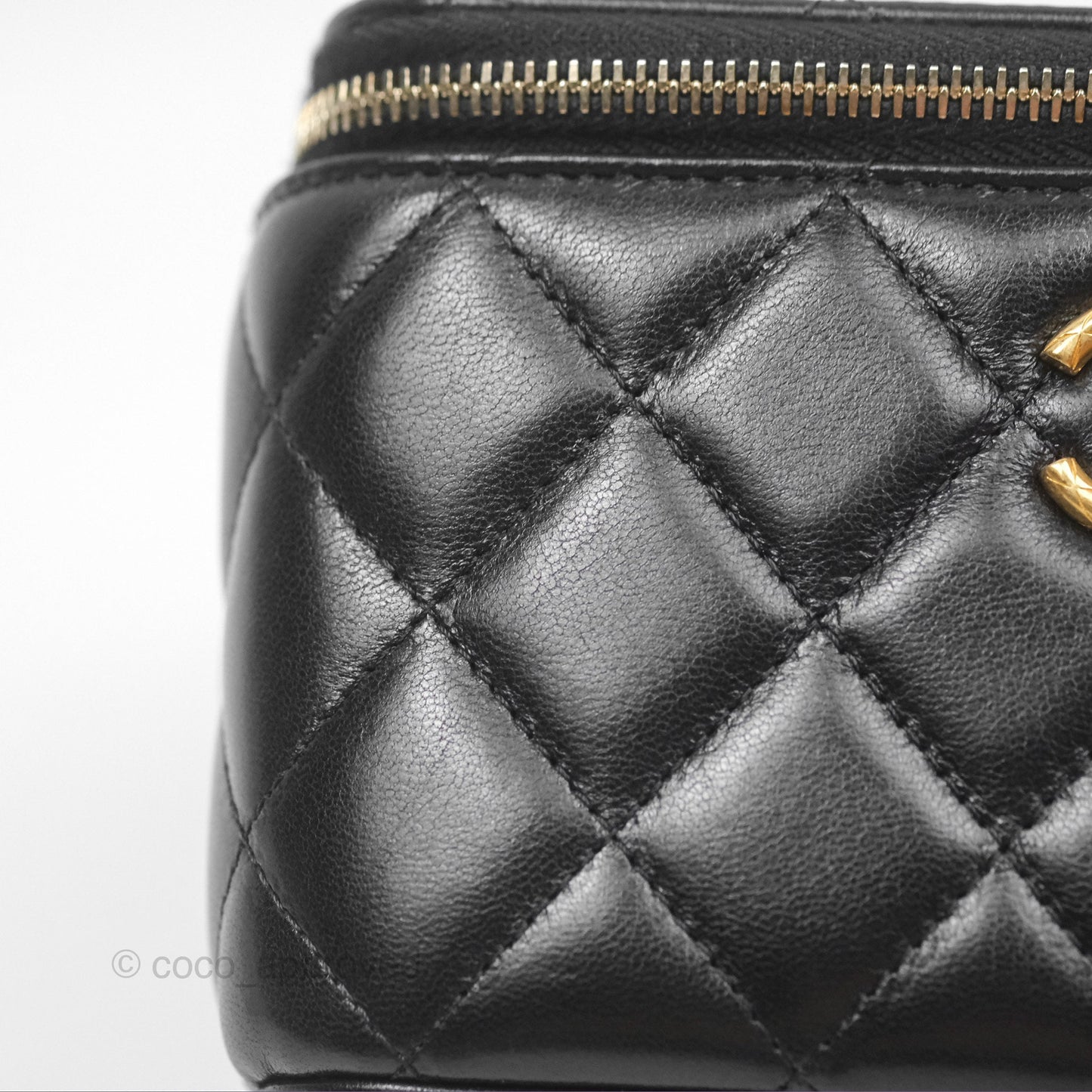 Chanel All Slide Vanity with Adjustable Chain Black Lambskin Aged Gold Hardware