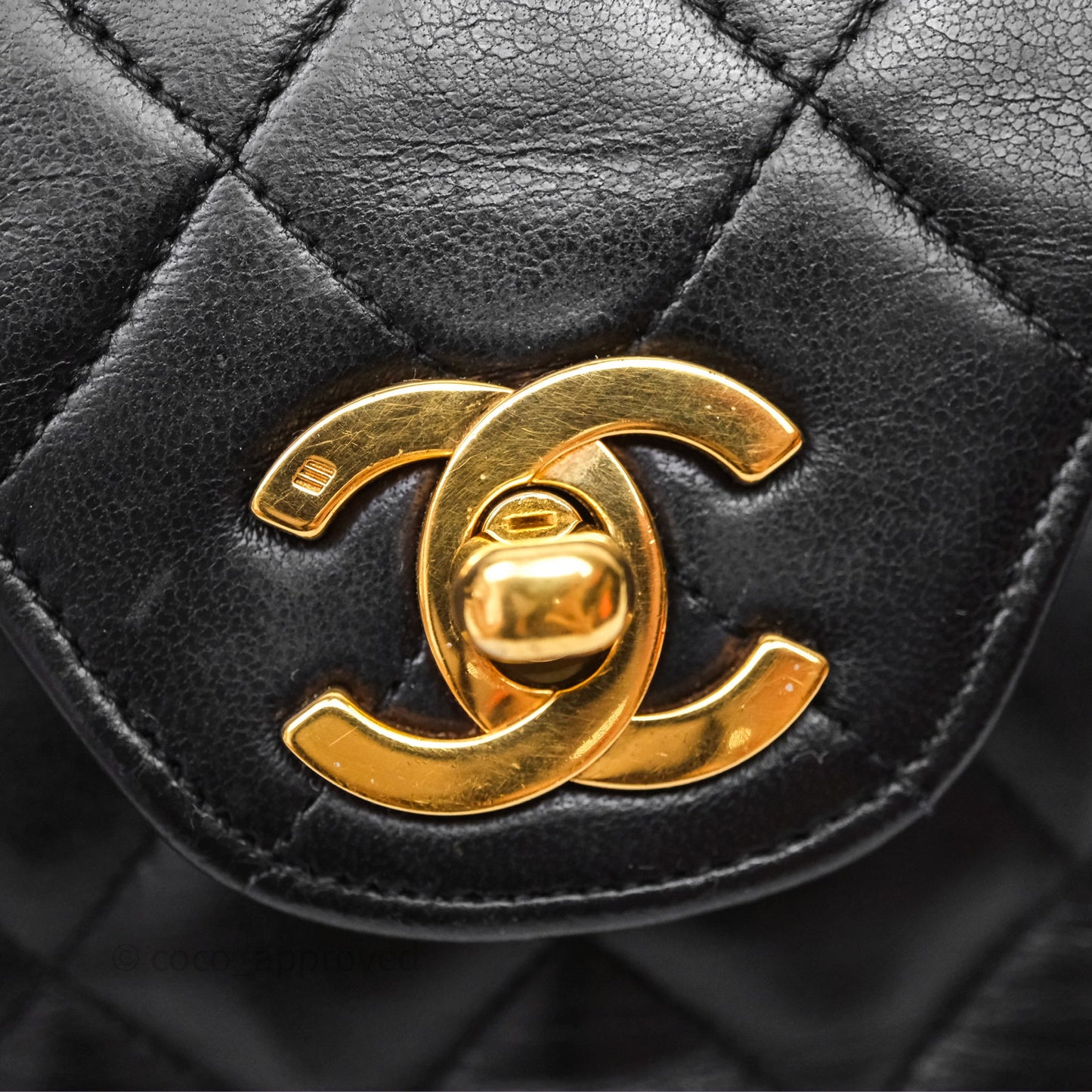 Chanel Classic Vintage Double Flap M/L Black Lambskin Gold Hardware