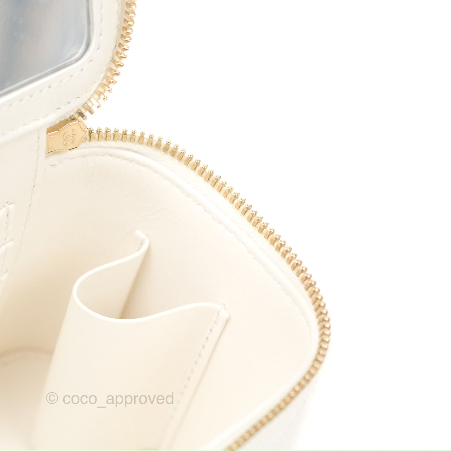 Chanel Classic Vanity Rectangular with Chain White Caviar Gold Hardware