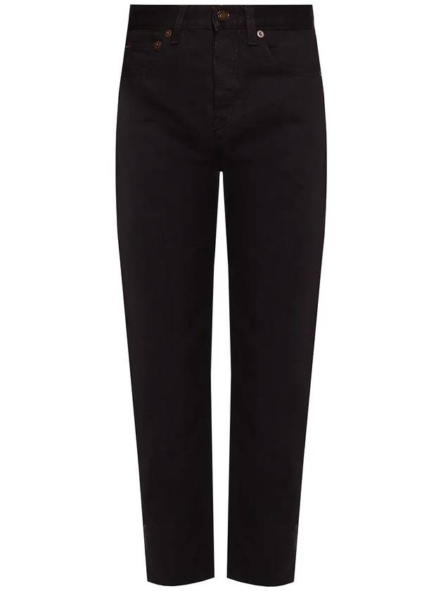 Luxury Saint Laurent Women's Cotton High Waist Pants Black