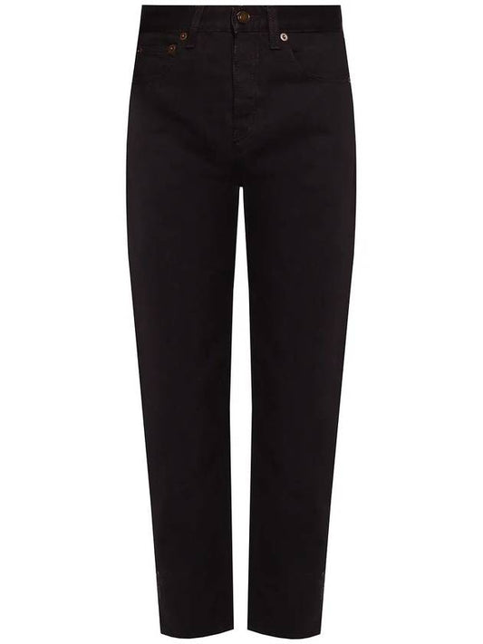 Luxury Saint Laurent Women's Cotton High Waist Pants Black