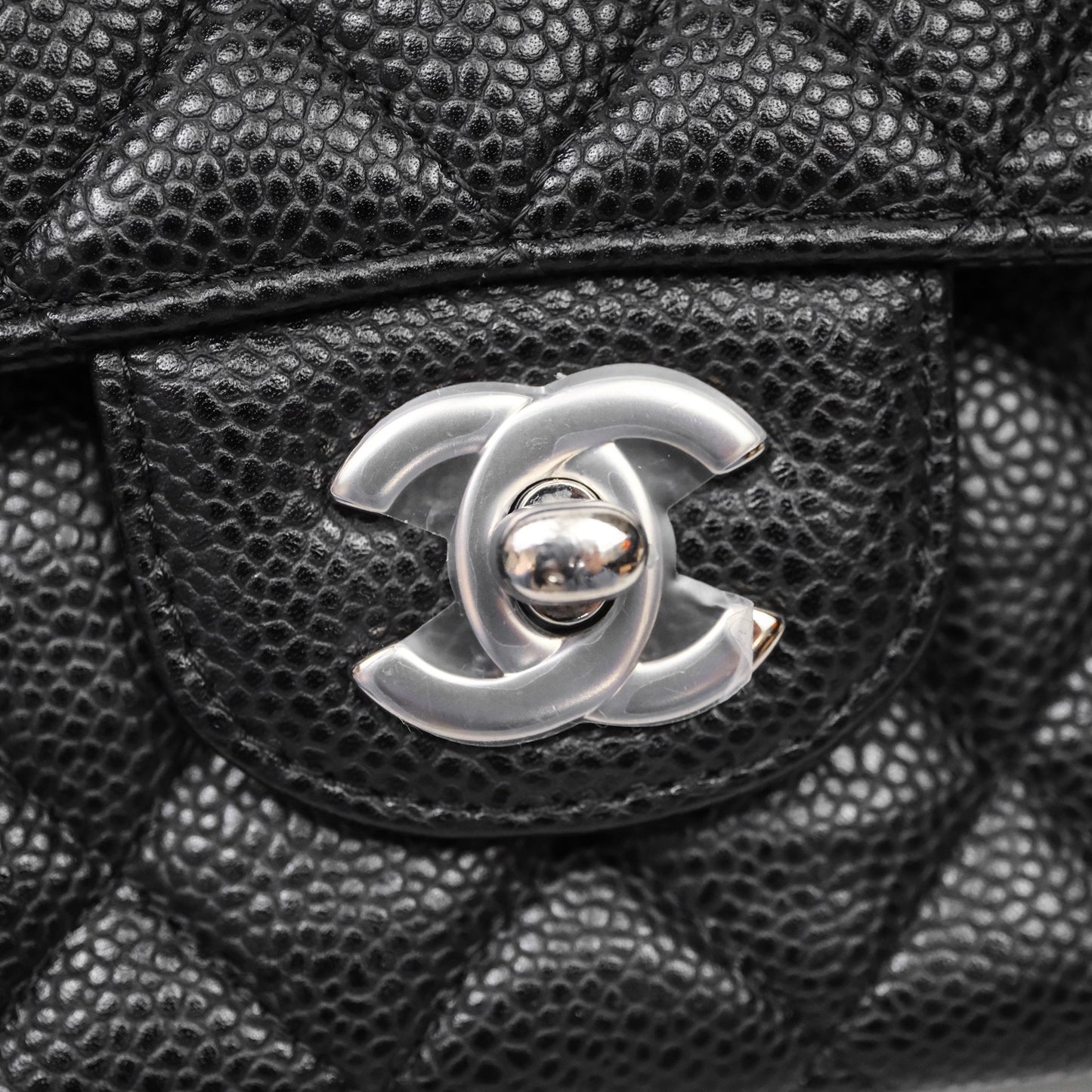 Chanel Classic M/L Medium Flap Quilted Black Caviar Silver Hardware