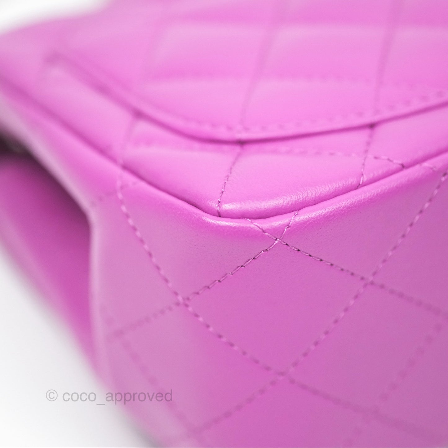 Chanel Mini Square Flap Quilted Purple Lambskin Gold Hardware