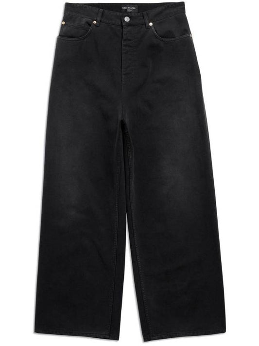 Luxury Balenciaga Mid-Rise Wide Jeans Black