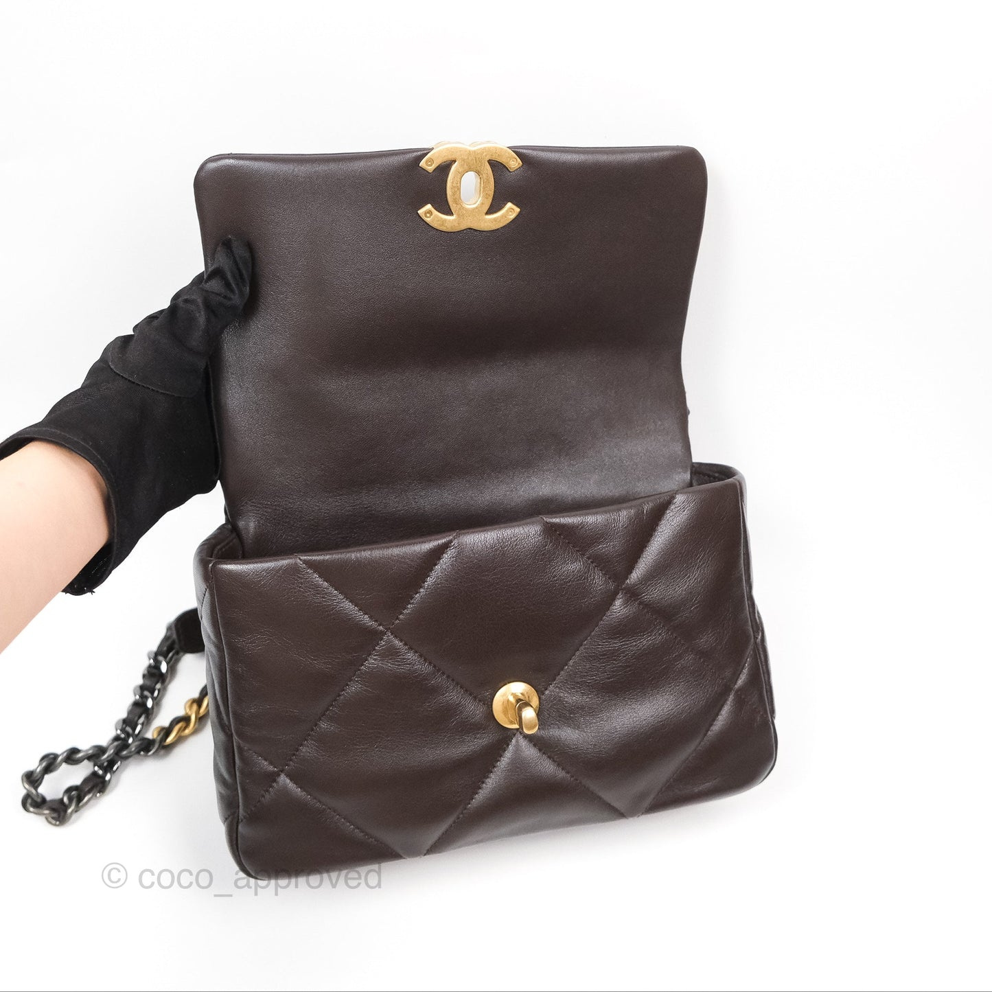Chanel 19 Small Dark Brown Mixed Hardware