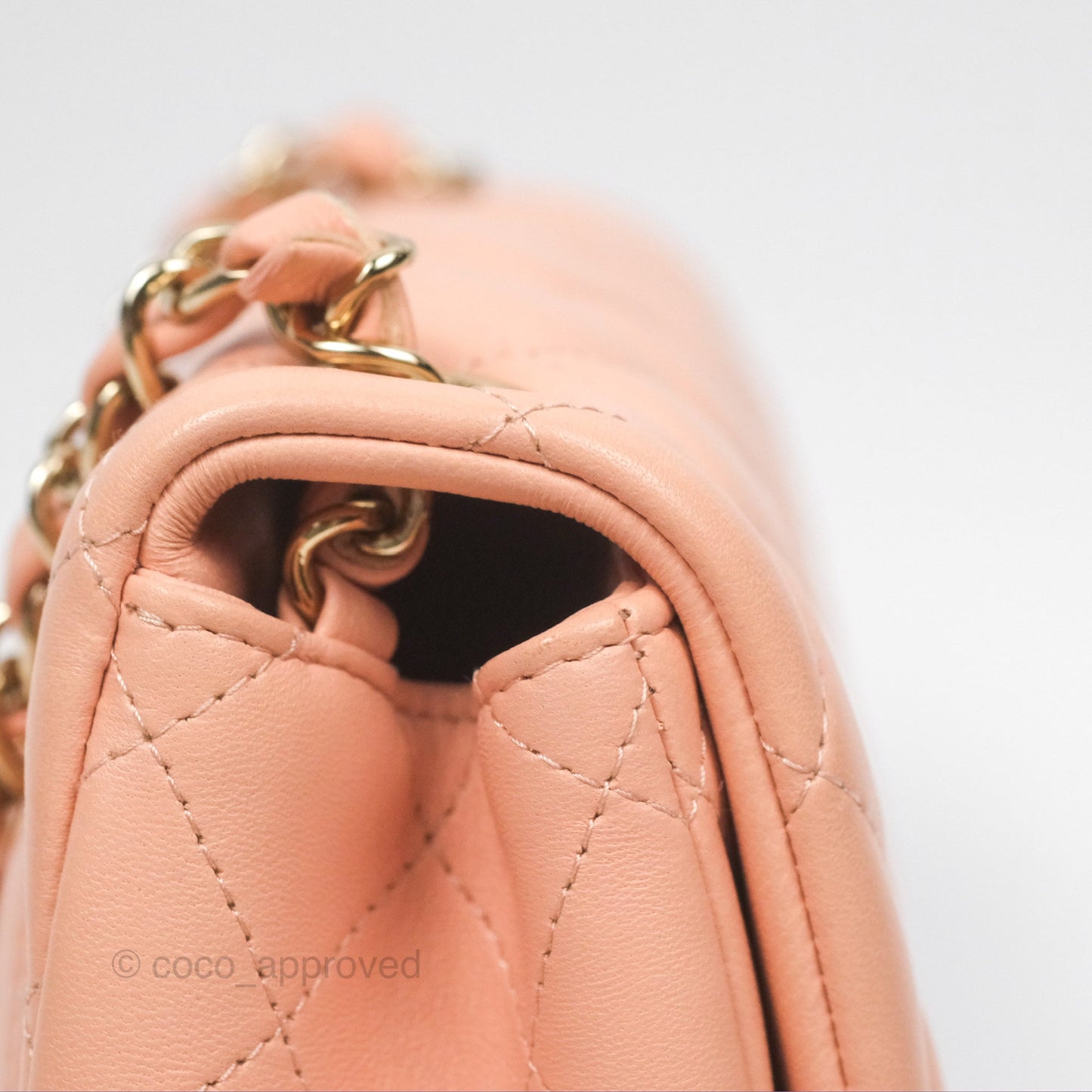 Chanel Quilted Mini Square Lambskin Light Beige Pink Gold Hardware
