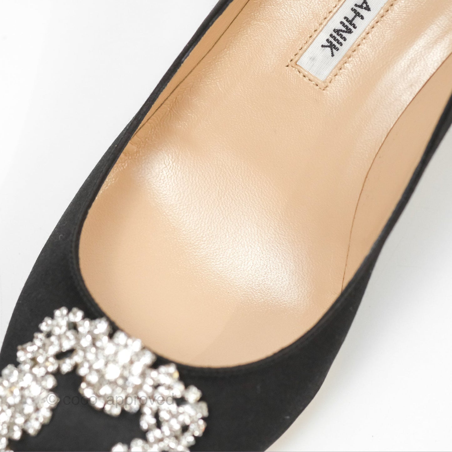 Manolo Blahnik Black Satin Hangisi Jewel Buckle Pumps Size 36.5