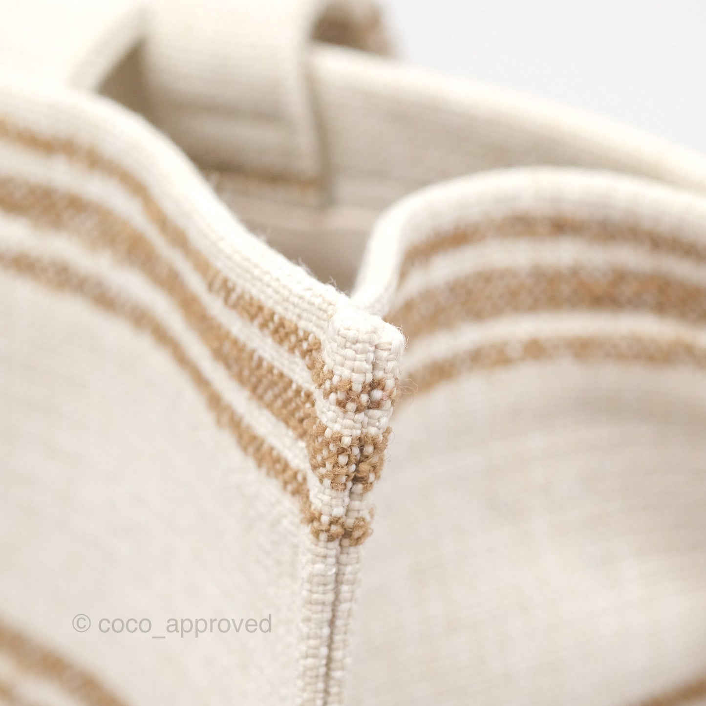 Celine Large Cabas Thais In Striped Textile Tobacco/Tan
