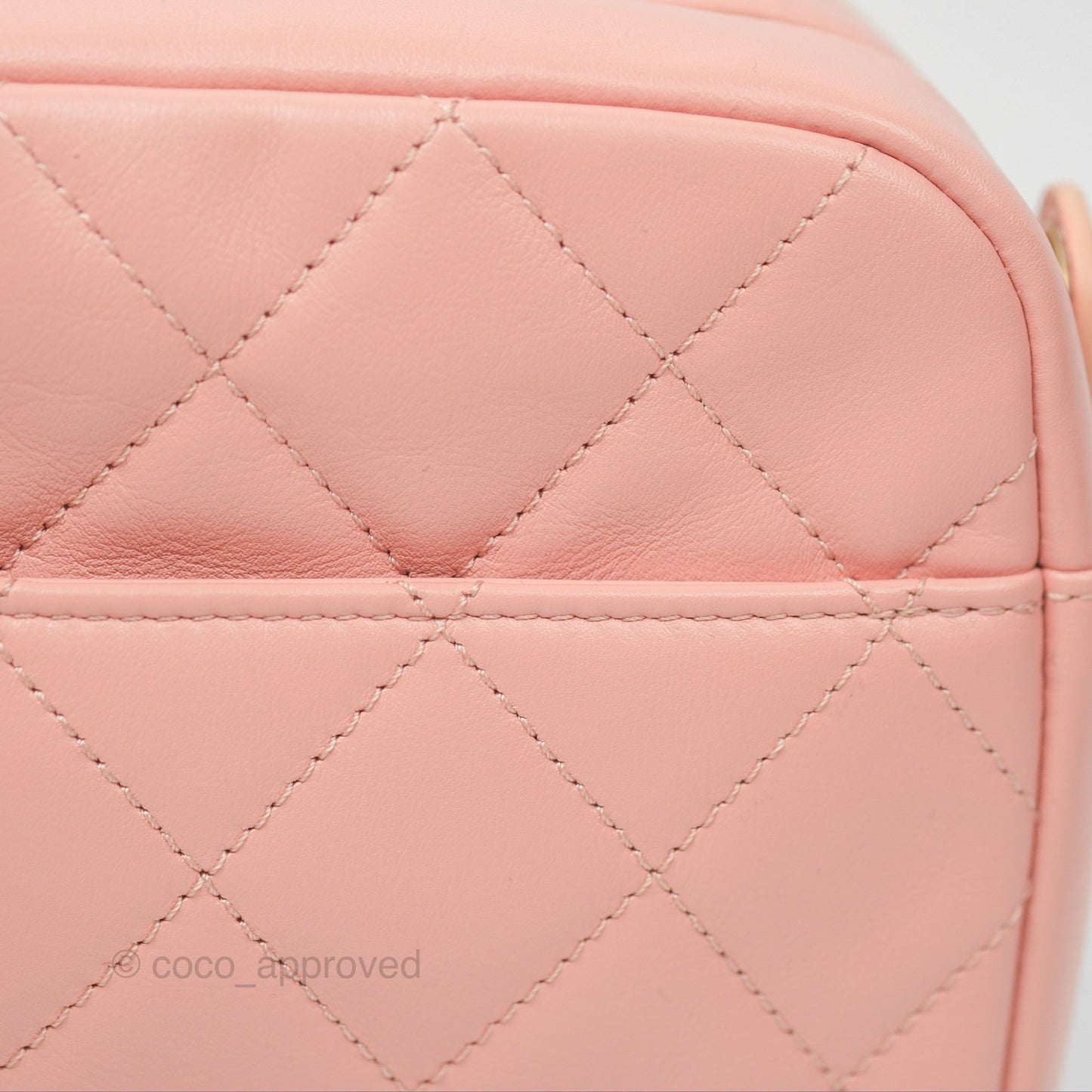 Chanel Logo Enchained Camera Bag Pink Calfskin Aged Gold Hardware