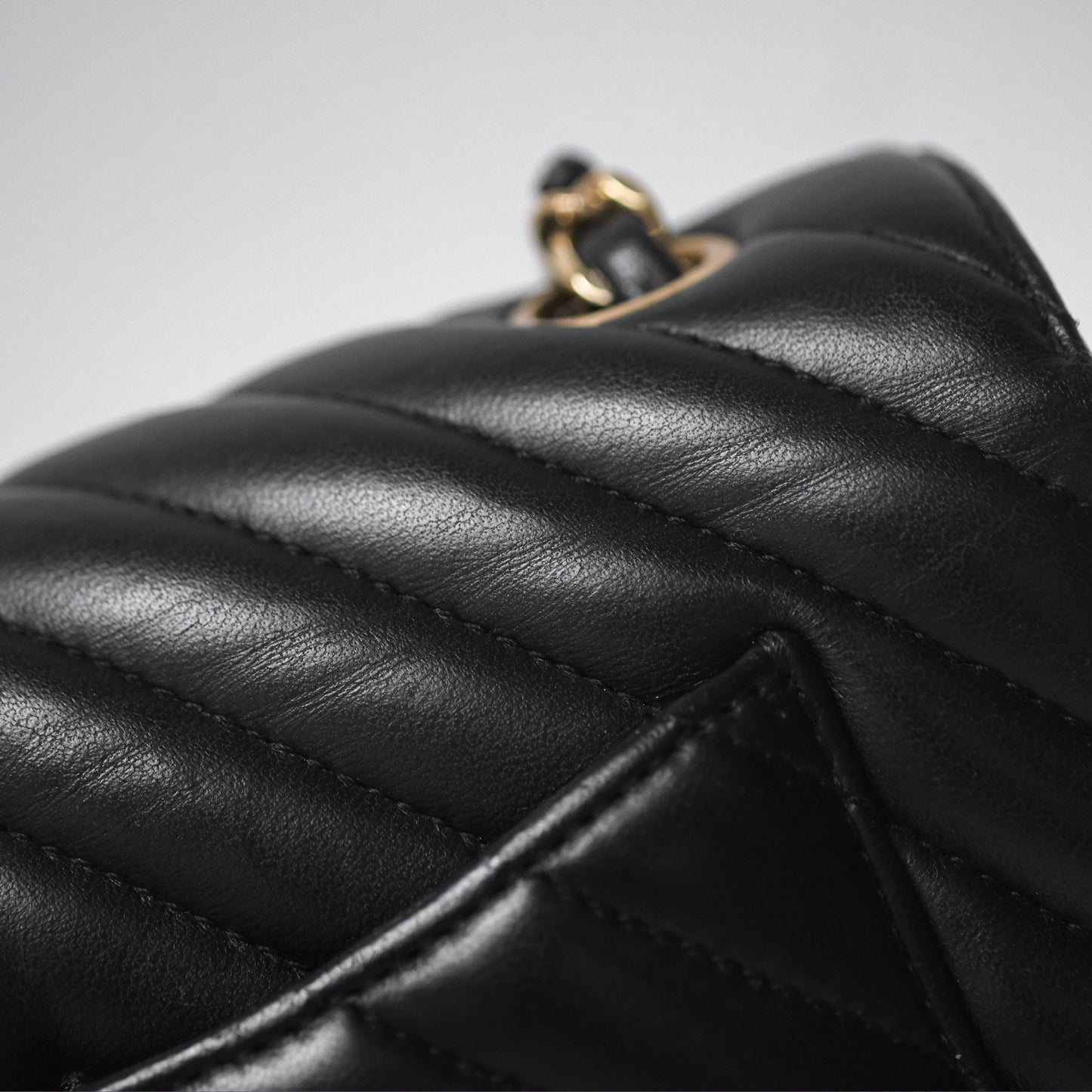 Chanel Mini Rectangular Chevron Black Lambskin Gold Hardware