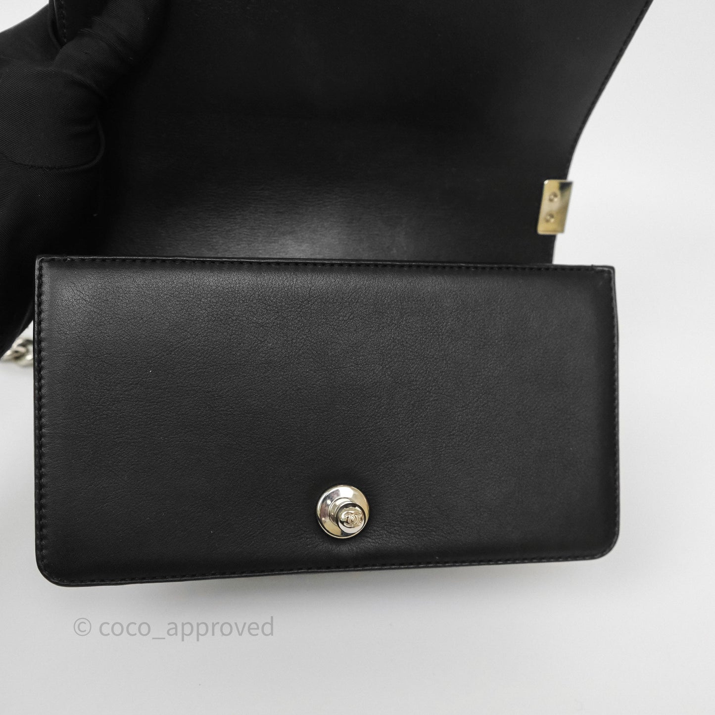 Chanel Small Boy Chevron Black Calfskin Silver Hardware