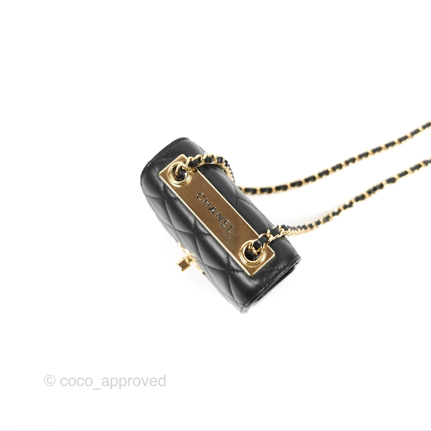 Chanel Mini Quilted Trendy CC Clutch With Chain Black Lambskin Gold Hardware
