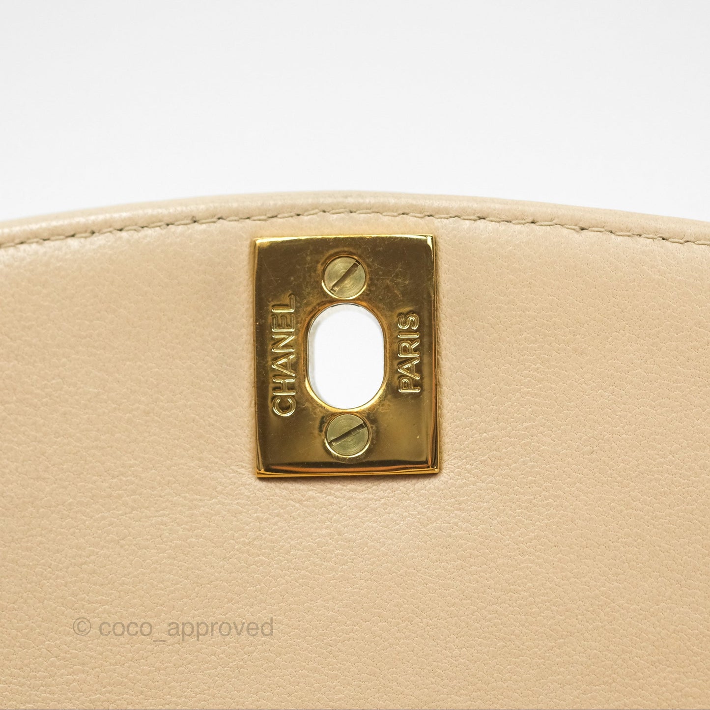 Chanel Vintage Small Quilted Classic Diana Flap Bag Beige Lambskin 24K Gold Hardware