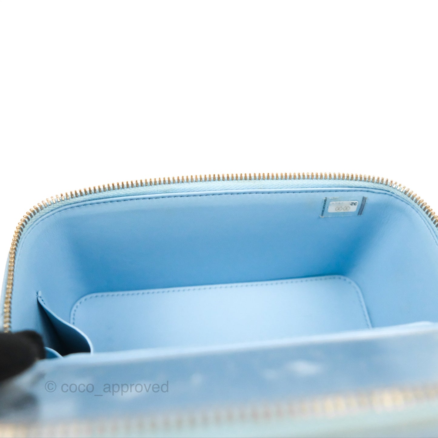 Chanel Vanity with Chain Blue Caviar Aged Gold Hardware