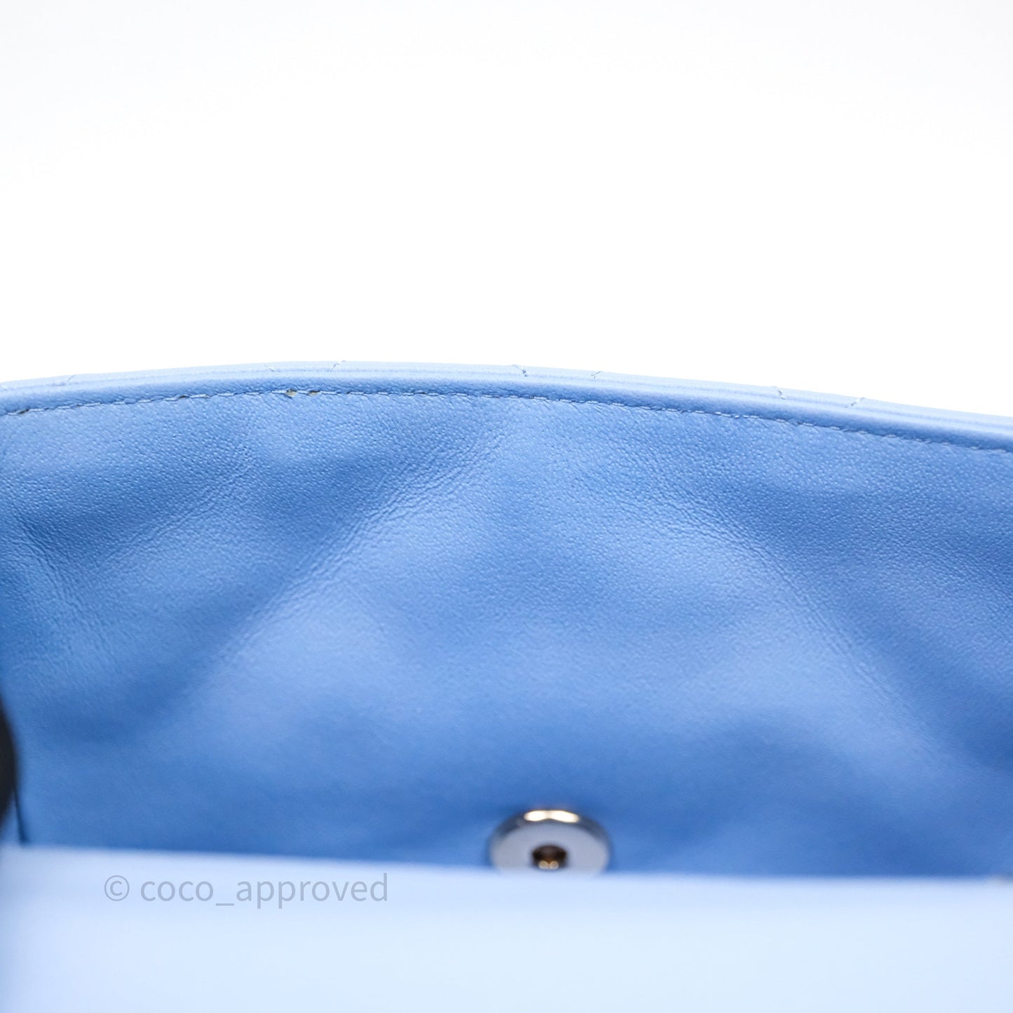Chanel Mini Square Quilted Sky Blue Lambskin Gold Hardware